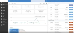 Invoice and payment management dashboard showing billing status and transactions