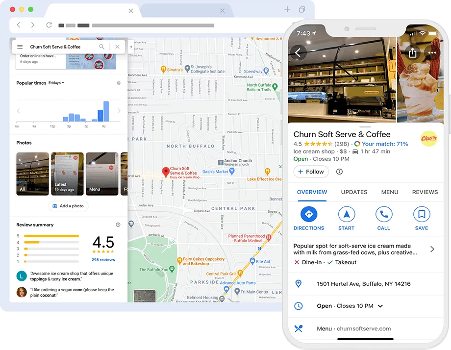 Google My Business lead generation setup showing local business profile and map visibility