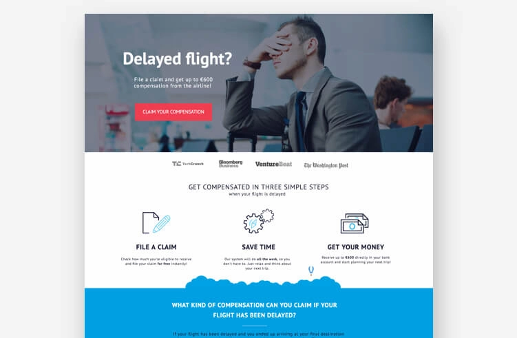 Landing page design layout showing focused call to action and conversion-oriented user interface